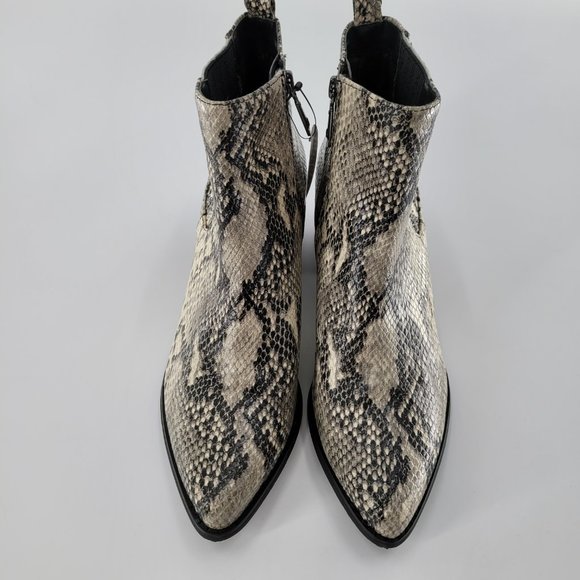Blondo Black and Cream Snake Print Ankle Booties - Picture 3 of 8